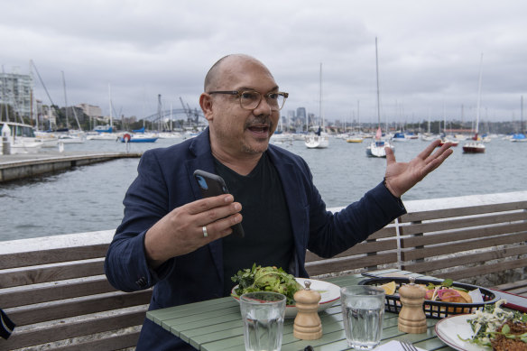 Artistic Director of the Bangarra Dance Company, Stephen Page at the Navy Bear in Darling Point.