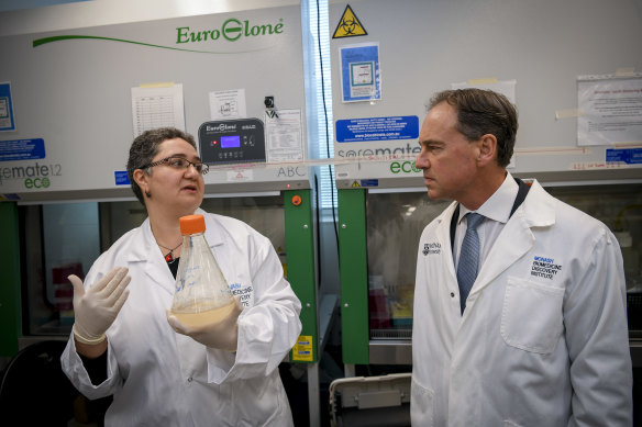 Health Minister Greg Hunt visited Monash University on Wednesday.