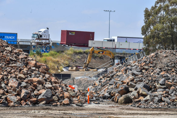 The West Gate Tunnel construction New Street, South Kingsville, late November 2019