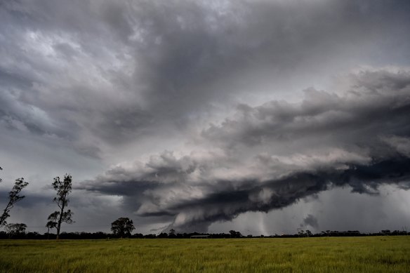 The storm hits north-west Sydney.