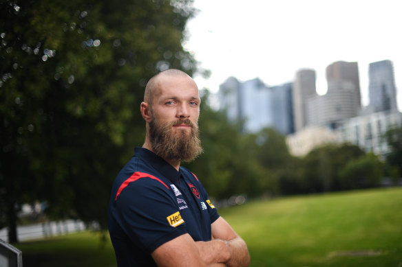 Melbourne captain Max Gawn on Thursday. He has signed a new four-year deal with the club.