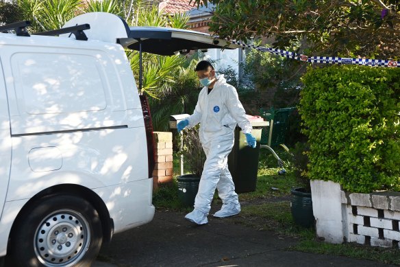 Forensic officers at the scene on Wednesday morning.