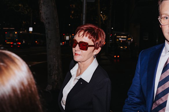 Former Parramatta Council chief executive Gail Connolly leaves the ICAC after giving evidence. 