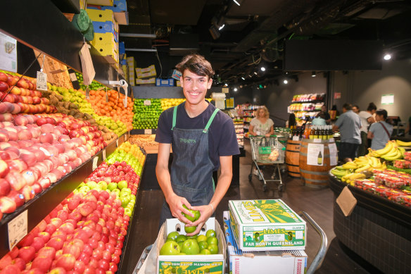 Tommy Buultjens at work at Toscano fruit shop in Kew.