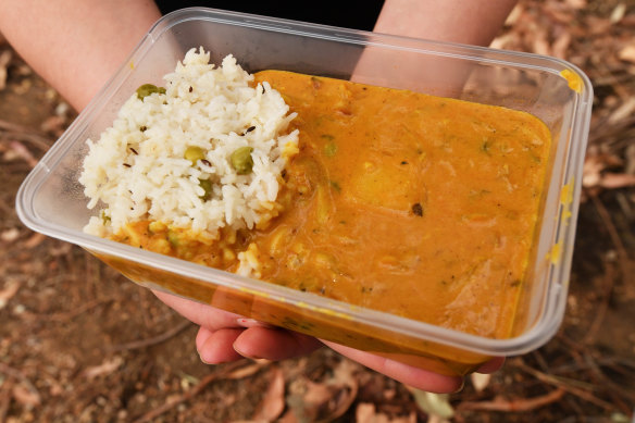 One of the hundreds of meals the Sikh volunteers handed out.