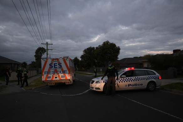 Police at the scene of a police shooting at Gladstone Park on Thursday evening.