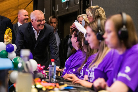 Australian Prime Minister Scott Morrison  visits The Royal Children’s Hospital Kid’s Day Out Good Friday Appeal  at the Melbourne Convention Centre.