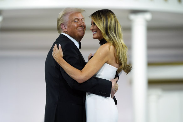 President Donald Trump and first lady Melania Trump dance at the Commander-in-Chief Ball, following his inauguration as the 47th US president.
