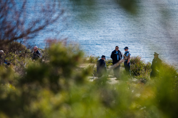 Police at Blue Fish Point at North Head on Sydney’s Northern Beaches on Wednesday.