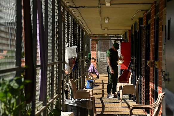 A participant enjoys some morning sun before a group therapy session. 