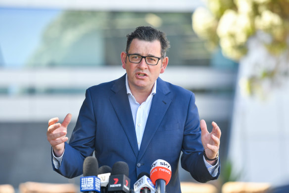 Premier Daniel Andrews announced $2.2 billion to kickstart stage one of the Suburban Rail Loop in November 2020.