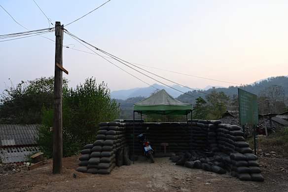 A military observation post in Thailand overlooking the hills and mountains in Myanmar.