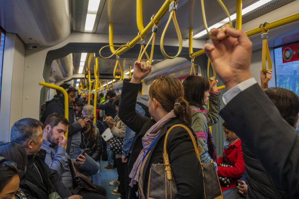In Sydney, the light rail and metro train network have been designed to offer more standing room and fewer seats. 