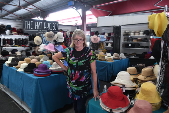Jenny Pyke owner of The Hat Project stall at the Queen Victoria Market.