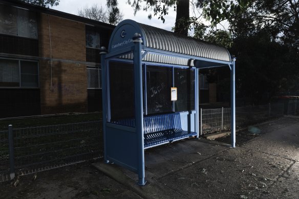 The bus stop where a woman tried to kidnap a nine-year-old girl from her grandmother.