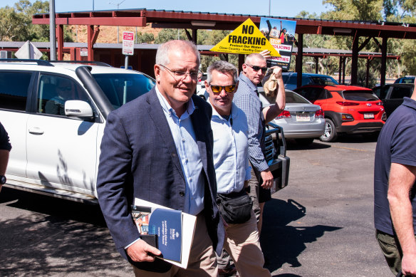 Scott Morrison in Alice Springs on Sunday.