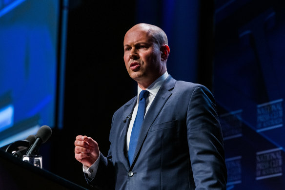 Josh Frydenberg addresses the media on Wednesday.