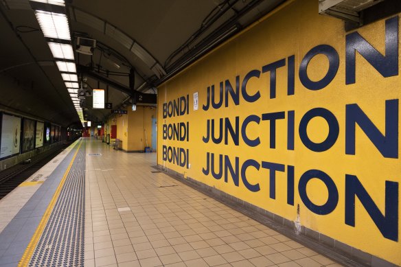 Platforms at Bondi Junction station were deserted shortly after 9am on Wednesday.
