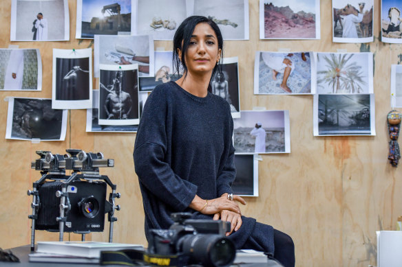 Hoda Afshar, pictured in her Melbourne studio,  travelled to Manus Island in 2018.