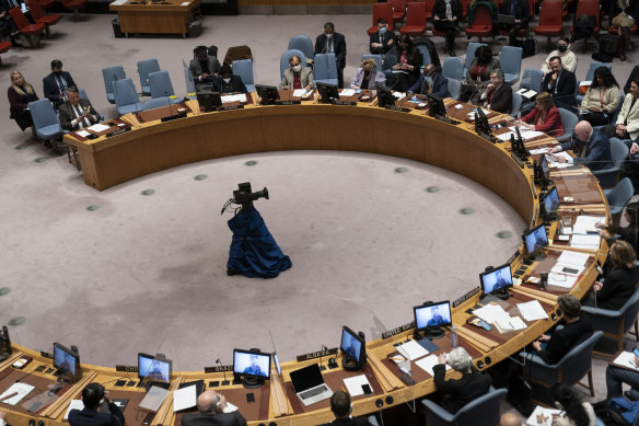 A meeting of the UN Security Council.