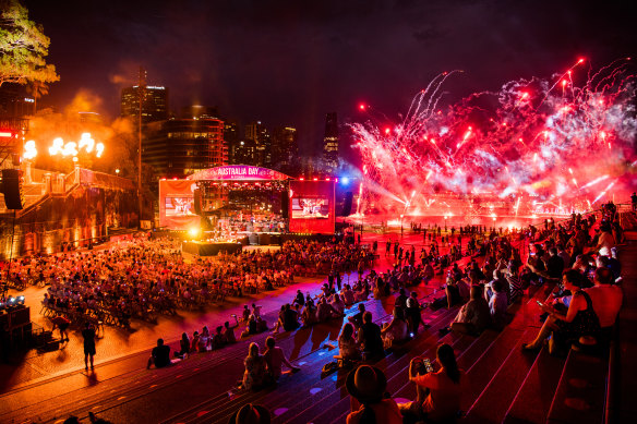 Australia Day celebrations on the steps of the Sydney Opera House in 2021. 