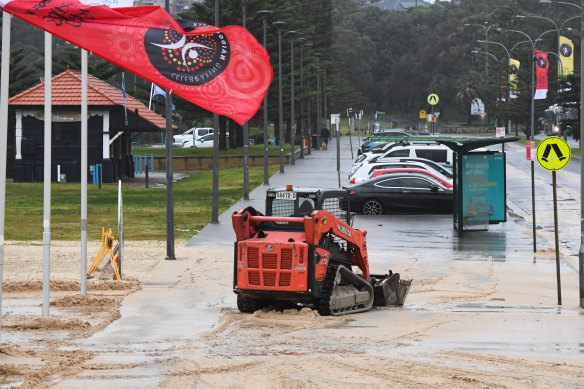 The clean-up at Maroubra on Tuesday.