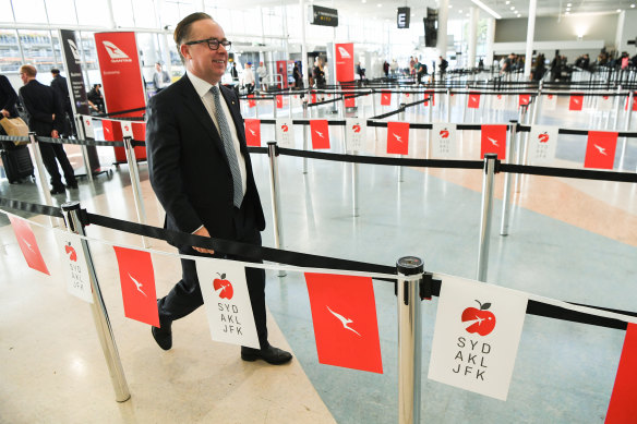 Qantas chief executive Alan Joyce at the launch of the airline’s non-stop Auckland to New York flights last week. 