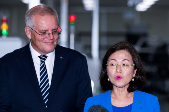 Gladys Liu with Scott Morrison during the federal election campaign. 