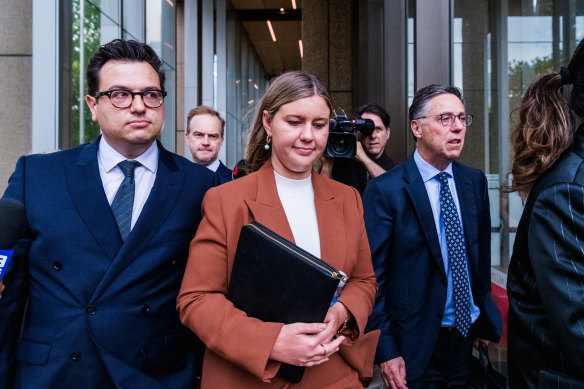 Brittany Higgins leaves the Federal Court in Sydney on Wednesday afternoon.