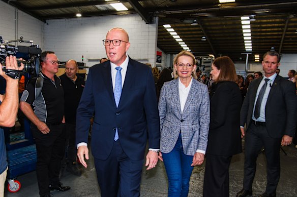 Peter Dutton and Sussan Ley on the campaign trail.