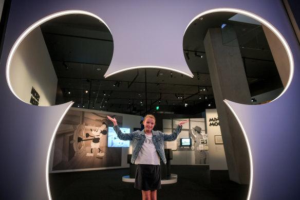 Kid reviewer Alice at ACMI’s new Disney exhibition.