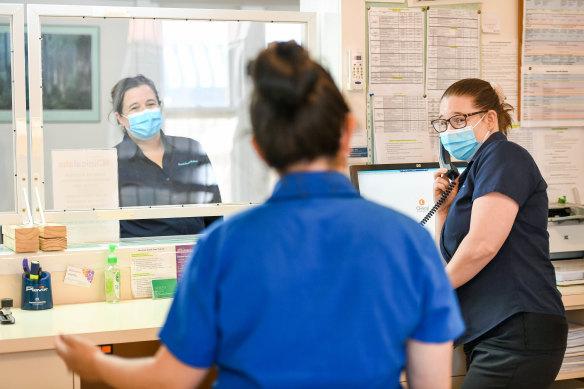 North Road Medical nurse Linda Gore and practice manager Rebecca Laver. The clinic’s phones have rung off the hook with people trying to book an appointment. 