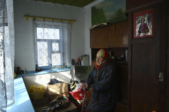 Rayisa, 84, in her home in Novooleksandrivka. 