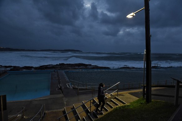 Wind, rain and powerful waves were present at Dee Why Beach on Monday morning.