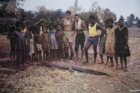 Boigu villagers on the beach in the 1930s. The beach no longer exists due to erosion and rising sea levels.