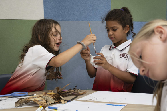 Students of Gumbaynggirr Giingana Freedom School learn in English and in Gumbaynggirr.