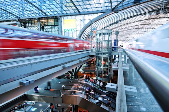 The station resembles the illustrations you used to see depicting cities of the future.