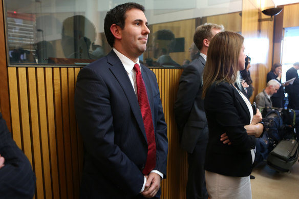 Jim Chalmers watches on as Wayne Swan delivers the 2012 budget. The first issue for the Rudd government was inflation and cost of living.