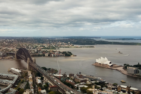 Sydney Harbour not at its sparkling best: storms have turned the harbour a murky shade of brown.