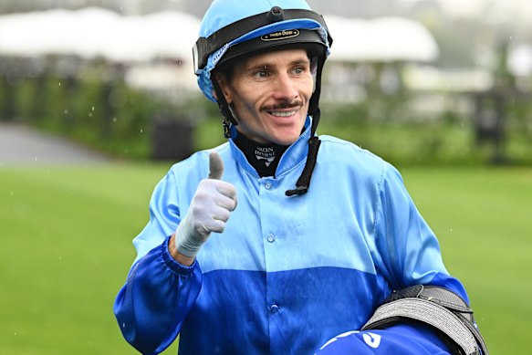 Jamie Mott after winning on Musandam in the Maribyrnong Trial Stakes last Saturday at Caulfield.