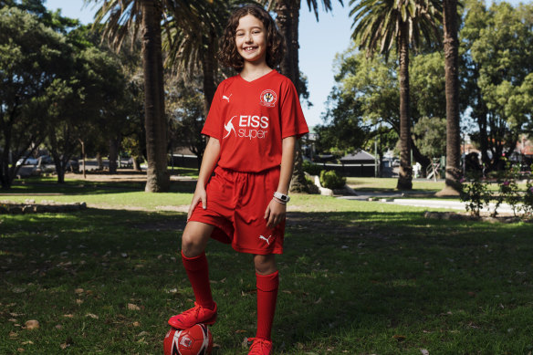 Annie Booth, 9, from Stanmore was itching to get back to the soccer field but it was cancelled after one training session.