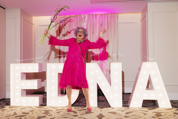Dame Edna Everage, launching her new national tour at The Langham Sydney, 2019.