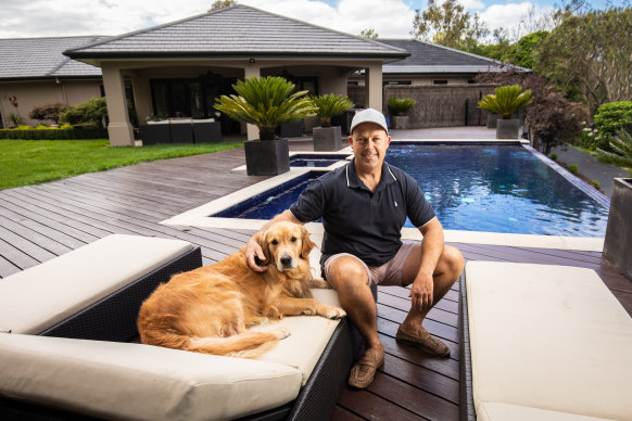 Dave Tucker with dog Murphy at his home in North Warrandyte.