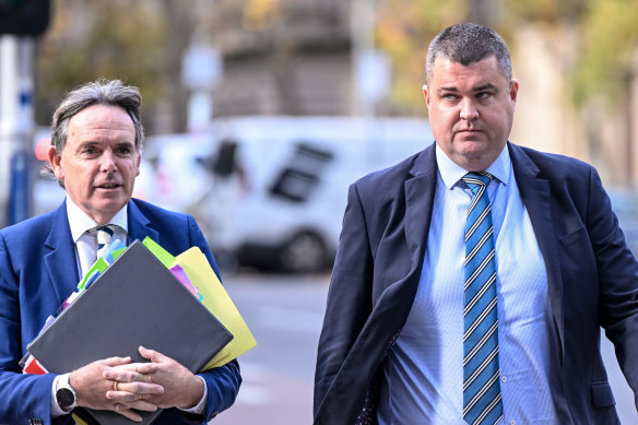 Timothy Whittaker (right) outside court on June 1 with his lawyer, Dermot Dann, KC.