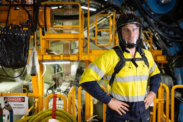 Andrew Jones is piloting the giant tunnel boring machine named Barangaroo under Sydney Harbour.