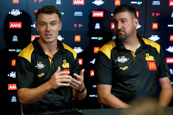 WA captain Patrick Cripps and coach Dean Cox.