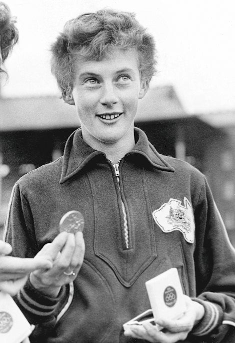 Betty Cuthbert winning gold at the 1956 Melbourne Olympic Games.