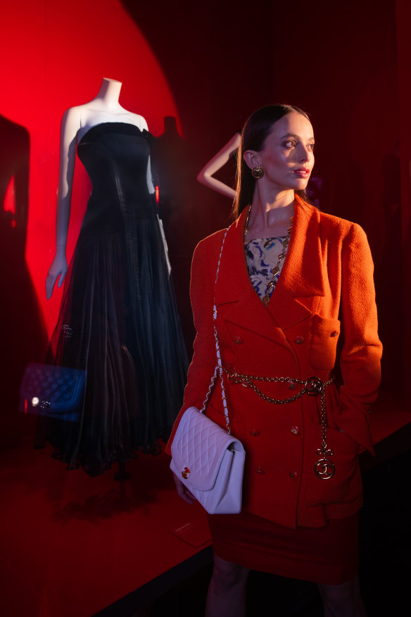 “We’re trying to show ... the modernity of her work,” says Miren Arzalluz of the NGV’s Chanel exhibition.  Inside the exhibition, model Katherine Sonnekus wears vintage Chanel  from Hawkeye Vintage in South Yarra. Make-up by Amber De Bruyn.