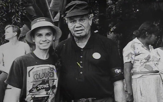 Rhoda and her father, Frank Roberts jnr, on the day of the Long March Indigenous protests, January 26, 1988. “The best day of our lives,” says Rhoda.