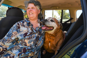 Kathleen Glover is hoping to move back into her home in Mogo before Luckford the dog dies.
